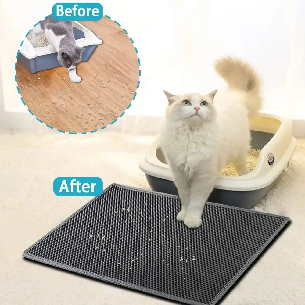 Cat Litter Mat Double Layer Cat Litter Box Waterproof Mat Non-slip Sand Cat Foldable Pad Washable Mat Pet Clean Supplies