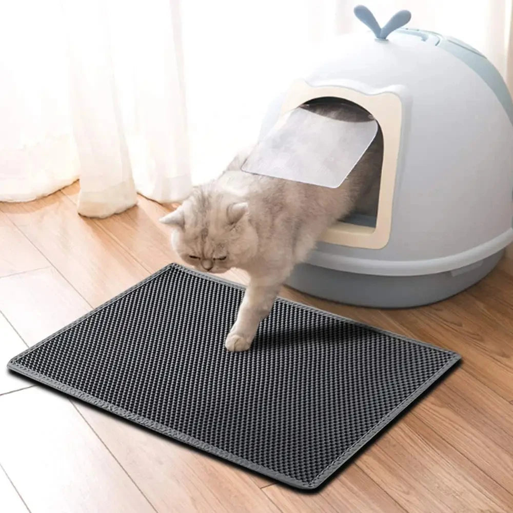 Cat Litter Mat Double Layer Cat Litter Box Waterproof Mat Non-slip Sand Cat Foldable Pad Washable Mat Pet Clean Supplies